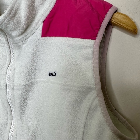 Vineyard Vines Fleece Jacket Women White‎ Solid Full Zip Vest Pocket Collar Sz M - Picture 3 of 9